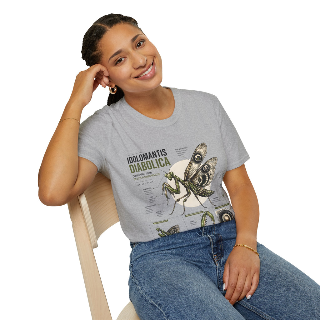 Praying Mantis Botanical Anatomy T-Shirt — Mantis Taxonomy Graphic Tee