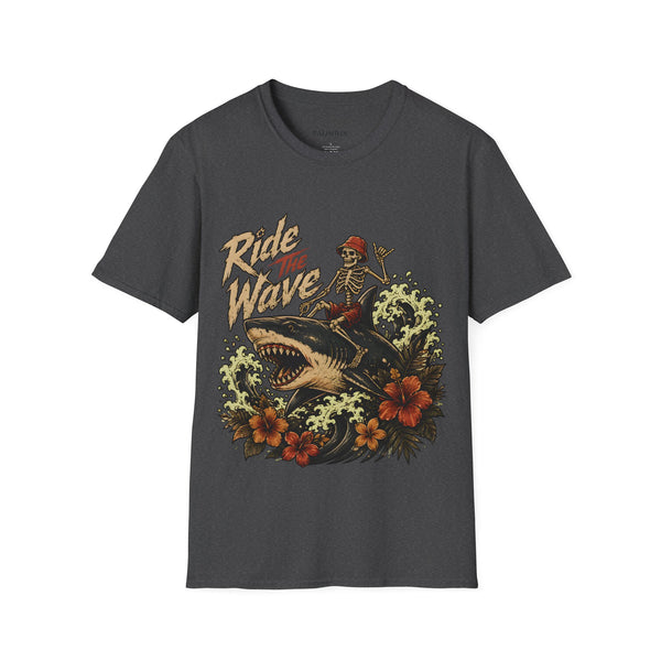 Ride The Wave Surf Skeleton T-Shirt — Vintage Beach Skull Tee