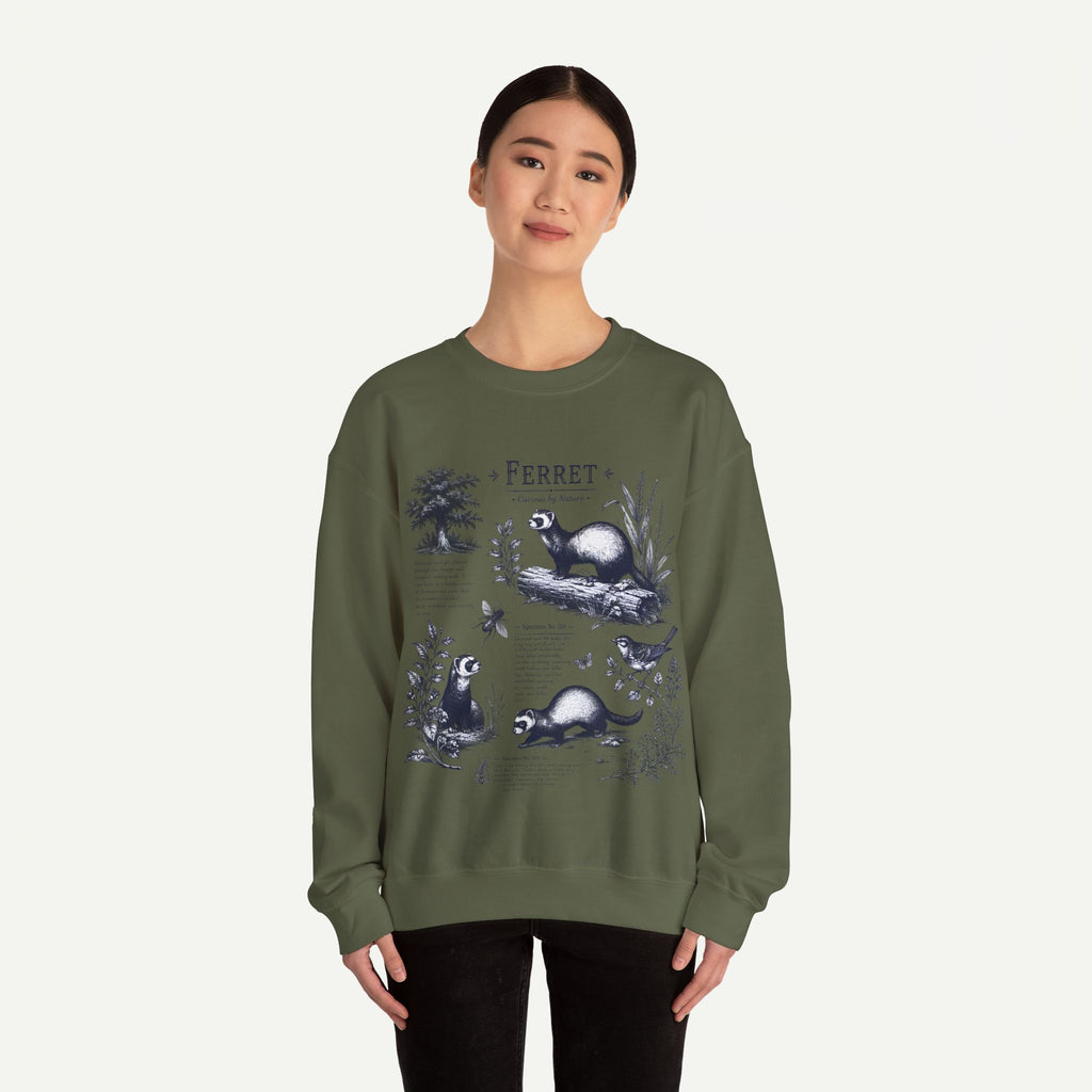 Ferret Anatomy Crewneck Sweatshirt — Vintage Wildlife Graphic