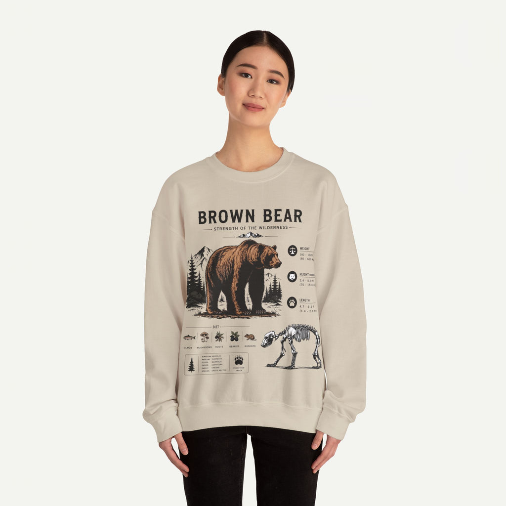 Brown Bear Anatomy Sweatshirt — Wildlife Illustration Graphic Sweatshirt