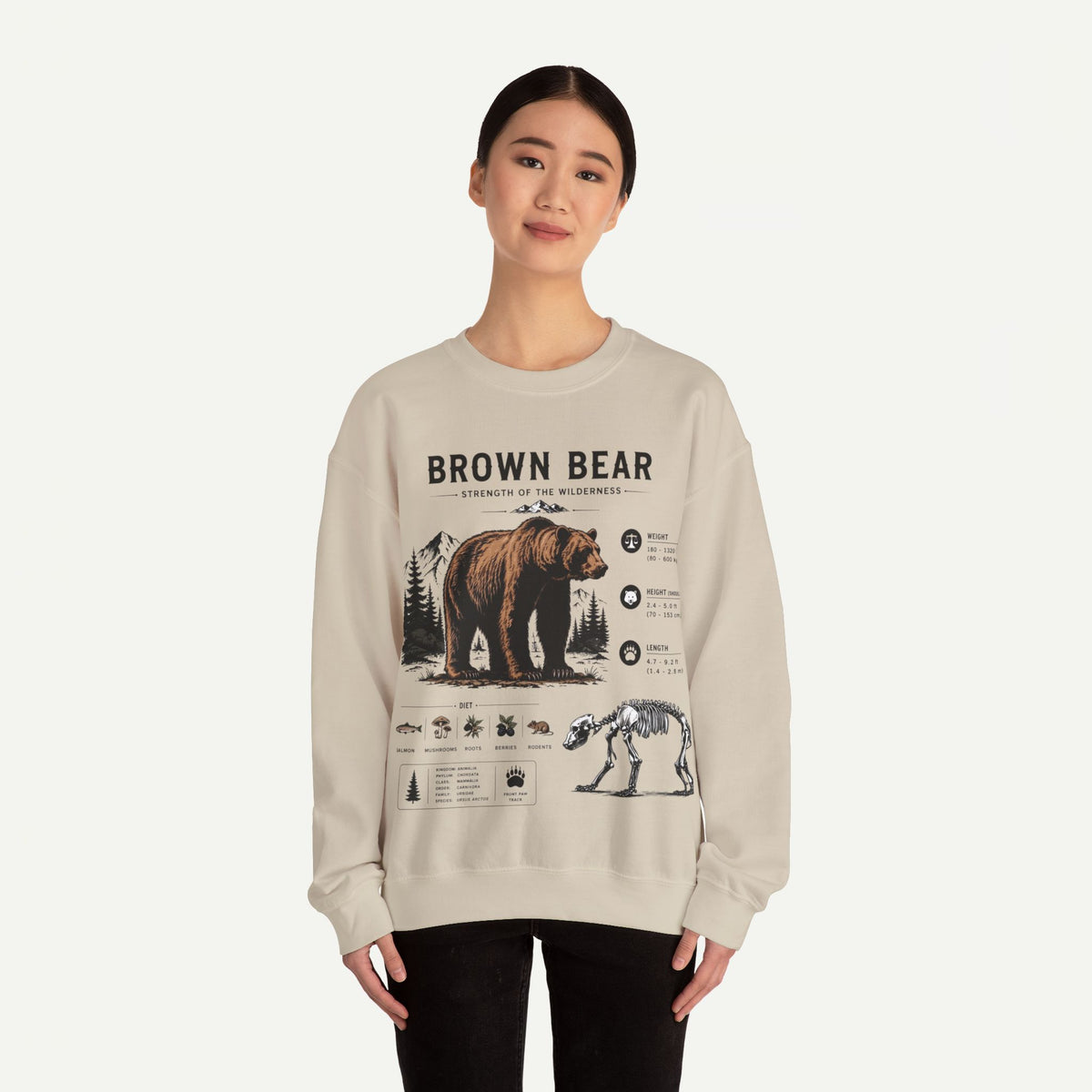 Brown Bear Anatomy Sweatshirt — Wildlife Illustration Graphic Sweatshirt