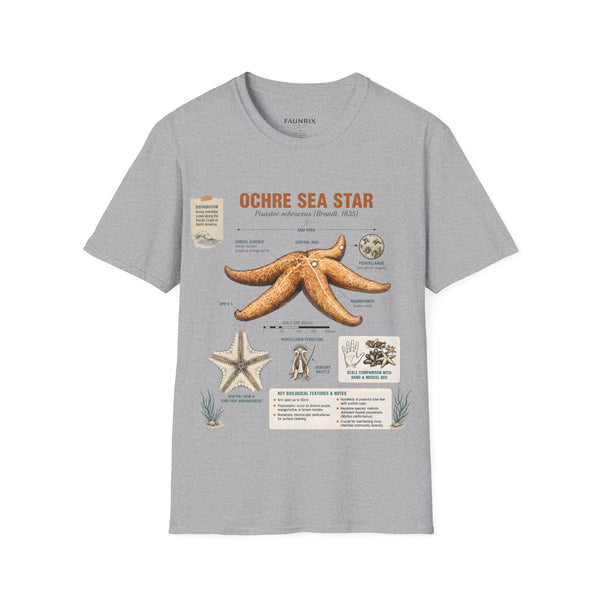 Sea Star Anatomy T-Shirt — Ochre Starfish Illustration Tee