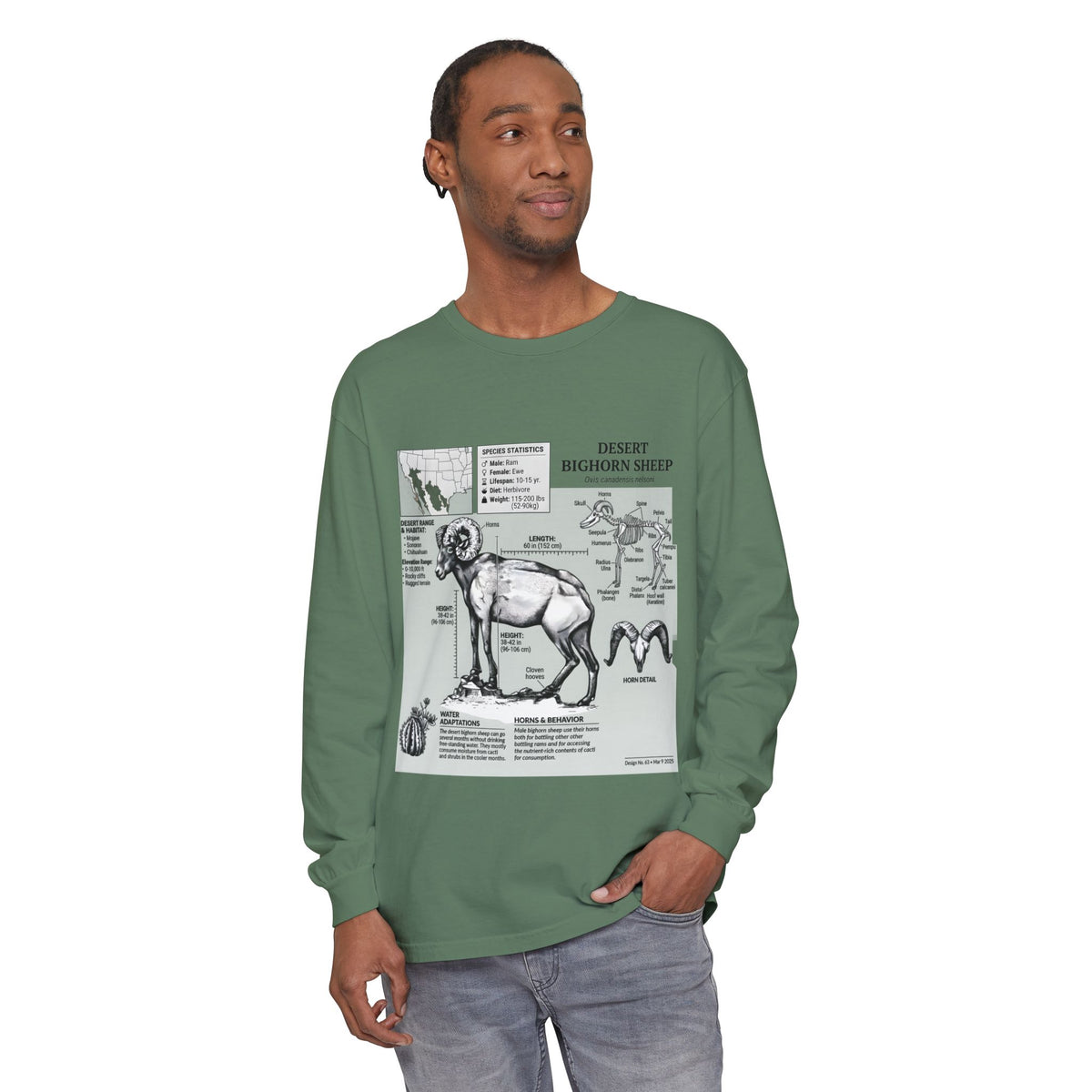 Desert Bighorn Sheep Diagram Long Sleeve T-Shirt