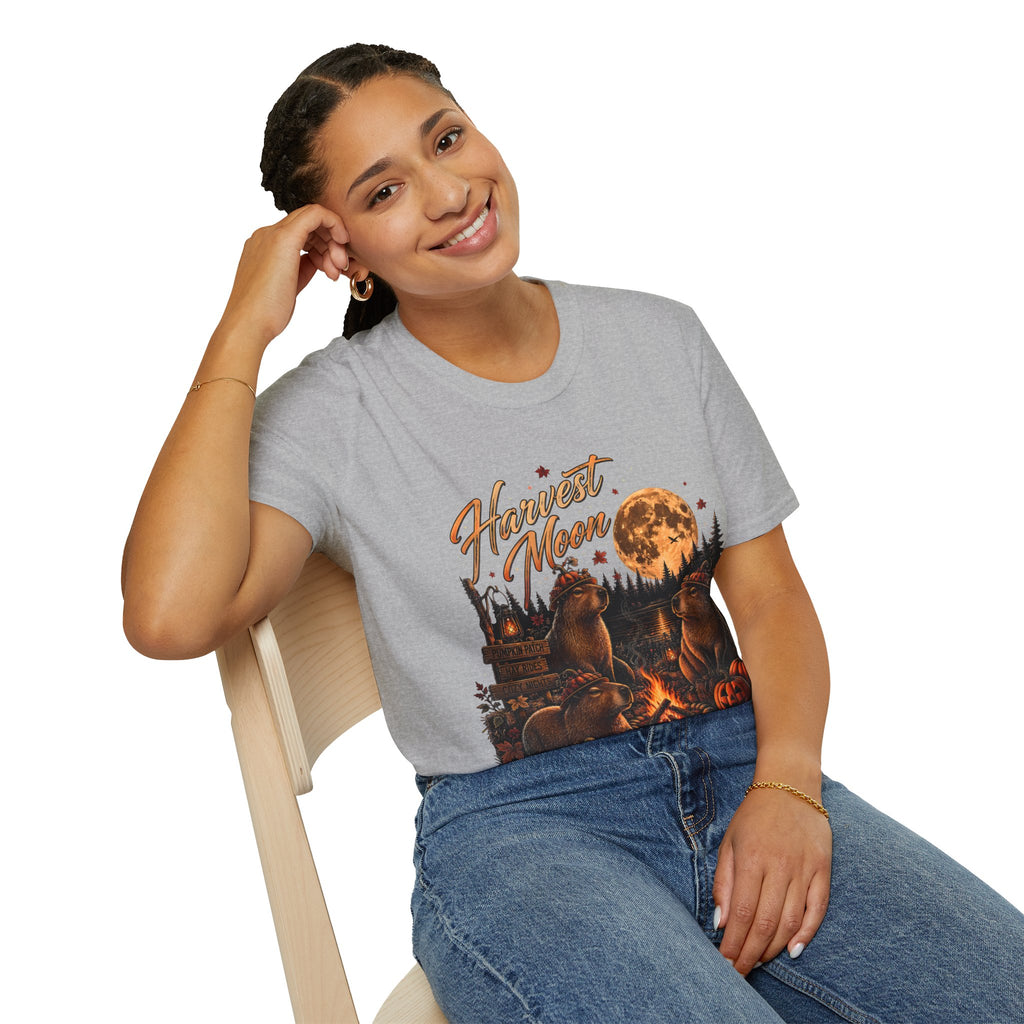 Harvest Moon T-Shirt — Autumn Campfire Bear Forest Tee