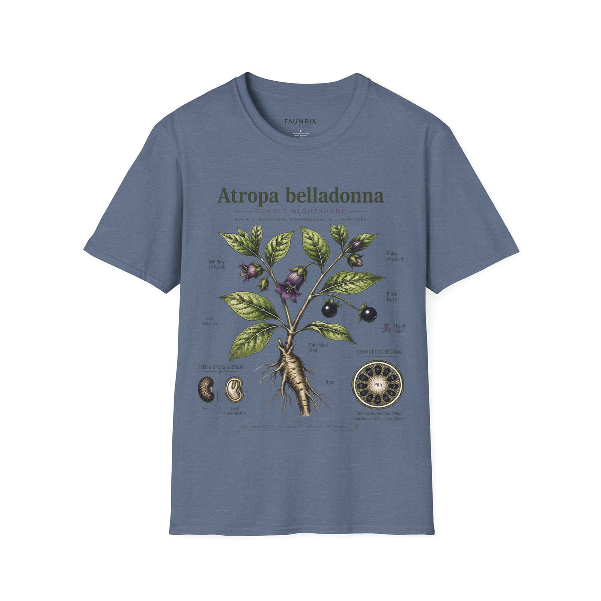 Atropa belladonna Botanical Anatomy T-Shirt — Vintage Deadly Nightshade Illustration