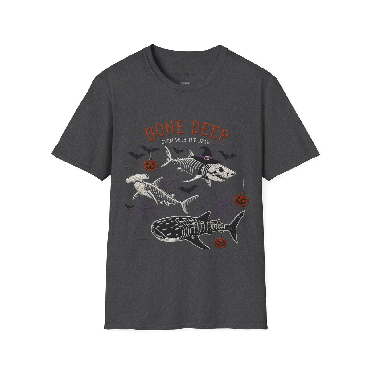 T-Shirt — "Bone Deep" Halloween Fish Skeleton Graphic Tee