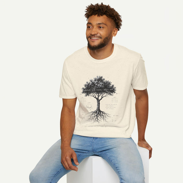 Tree of Life T‑Shirt — Botanical Graphic with Roots and Photosynthesis Diagram