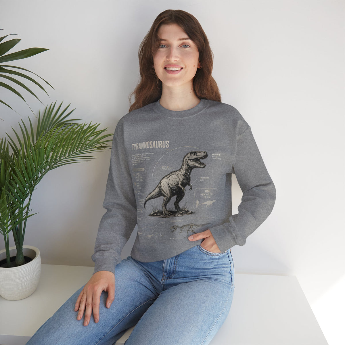 Tyrannosaurus Anatomy Sweatshirt — Vintage Dino Diagram Pullover