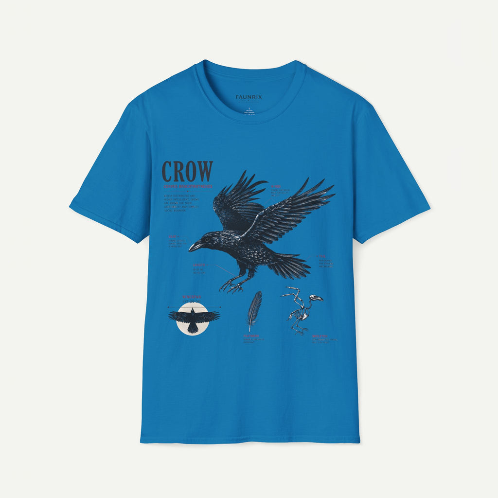 Crow Anatomy Graphic T-Shirt — Vintage Raven Illustration Tee