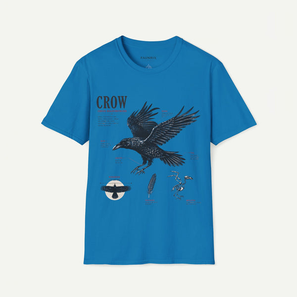 Crow Anatomy Graphic T-Shirt — Vintage Raven Illustration Tee