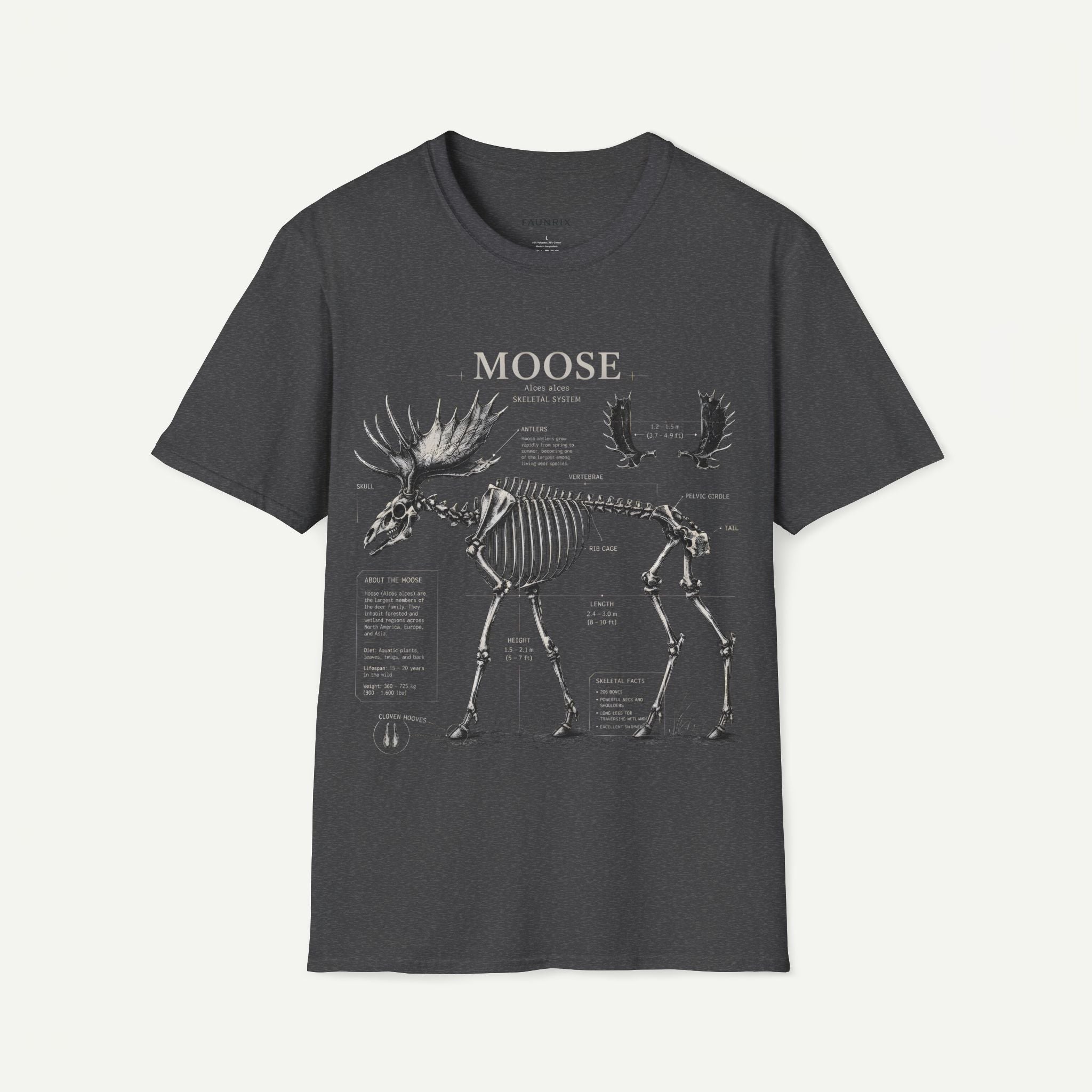 Moose Skeleton Anatomy T-Shirt — Vintage Natural History Graphic Tee Secondary image