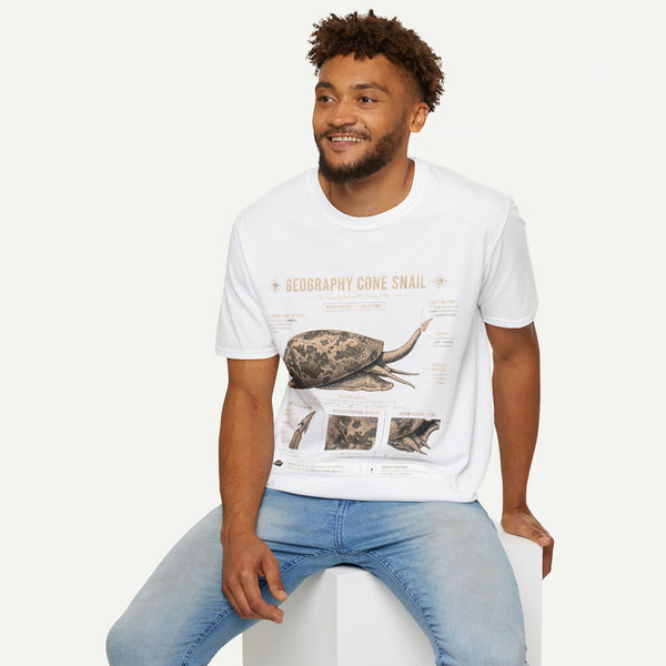 Geography Cone Snail Anatomy T-Shirt — Vintage Scientific Illustration Tee