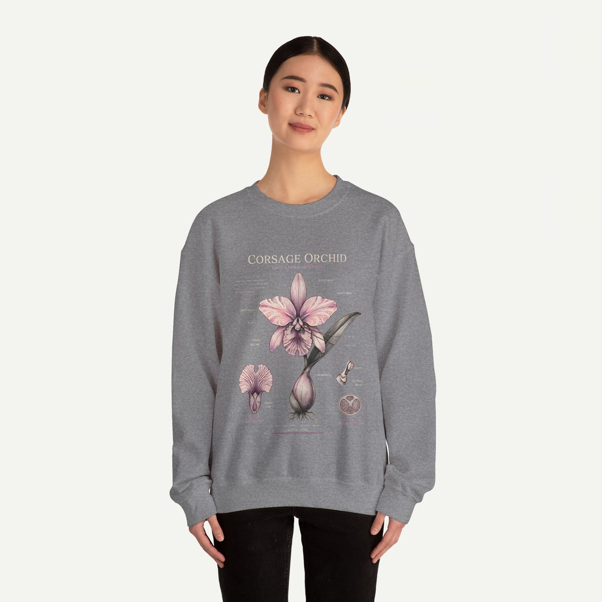 Corsage Orchid Sweatshirt — Botanical Anatomy Floral Crewneck
