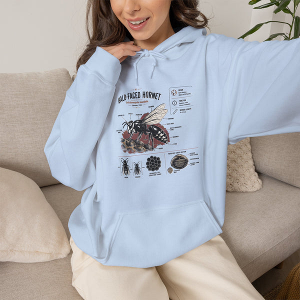 Bee Anatomy Hoodie — Bald-Faced Hornet Illustration & Diagram Sweatshirt
