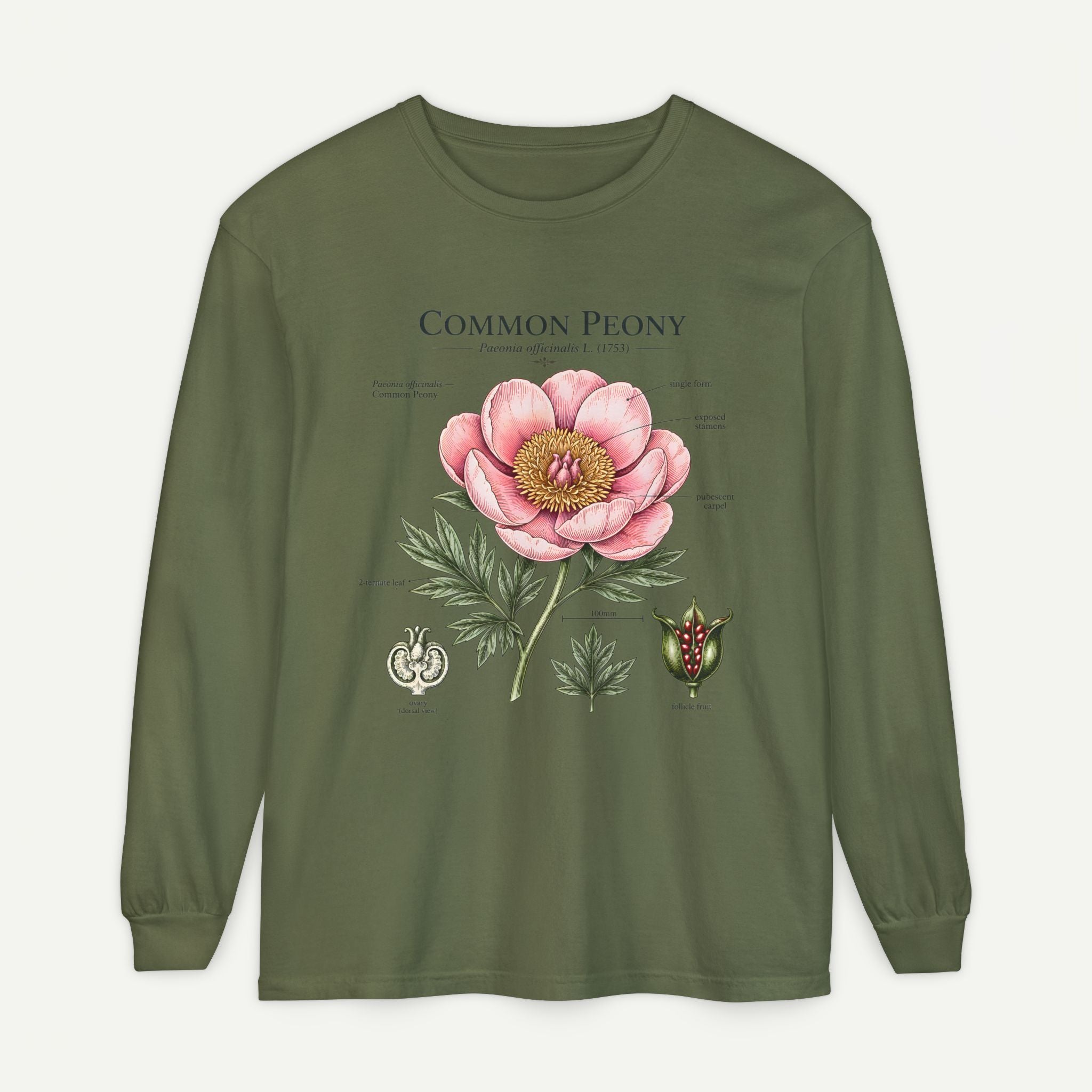 Botanical 'Common Peony' Long Sleeve Tee Secondary image