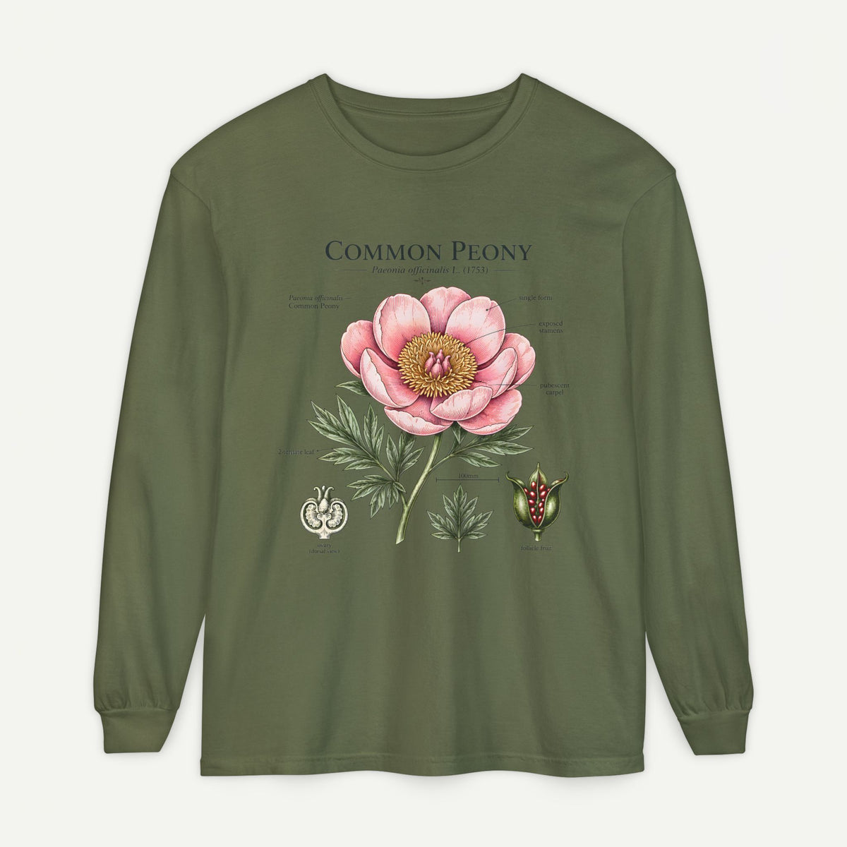 Botanical 'Common Peony' Long Sleeve Tee