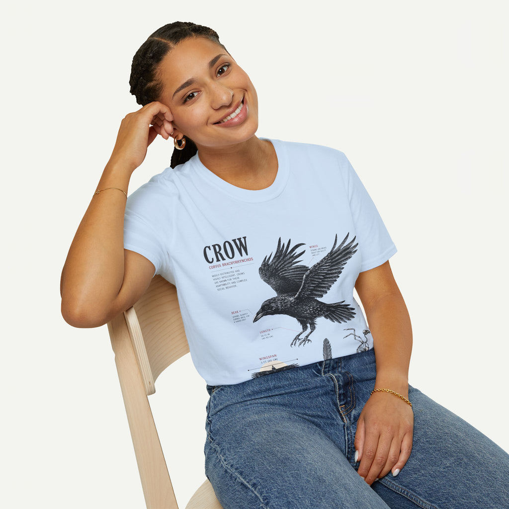 Crow Anatomy Graphic T-Shirt — Vintage Raven Illustration Tee