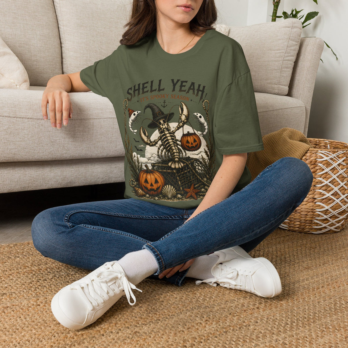 Shell Yeah! It's Spooky Season Tee — Halloween Crab Witch Graphic T-Shirt