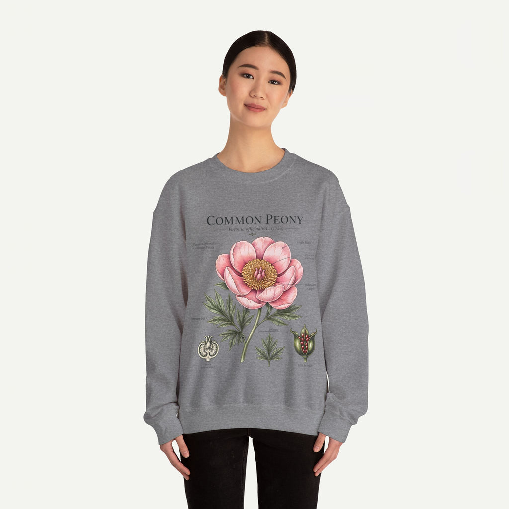 Peony Botanical Sweatshirt — "Common Peony" Floral Crewneck
