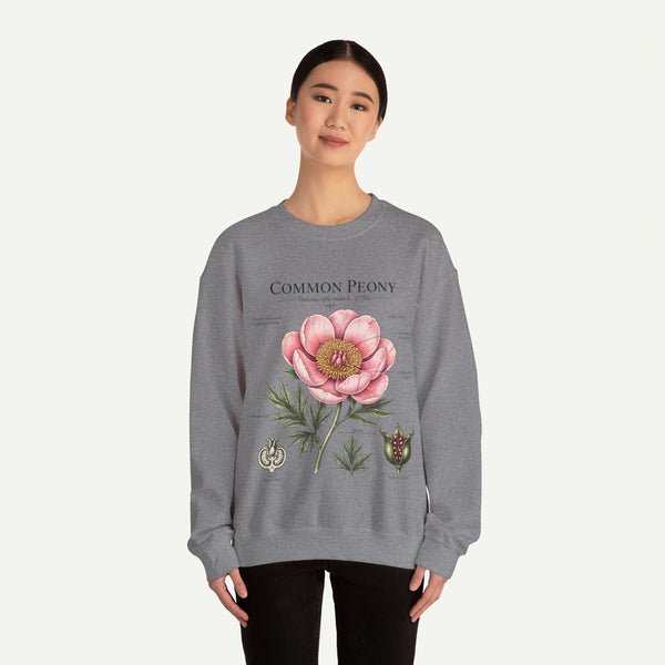 Peony Botanical Sweatshirt — "Common Peony" Floral Crewneck