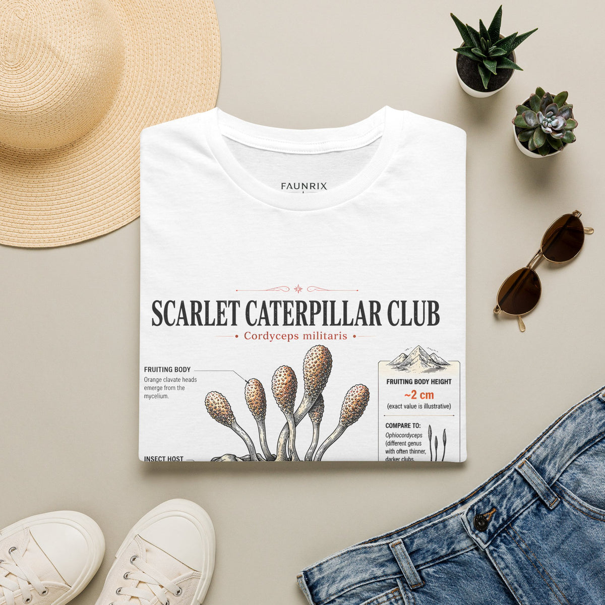 Scarlet Caterpillar Club Tee — Vintage Entomology Mushroom Graphic T-Shirt