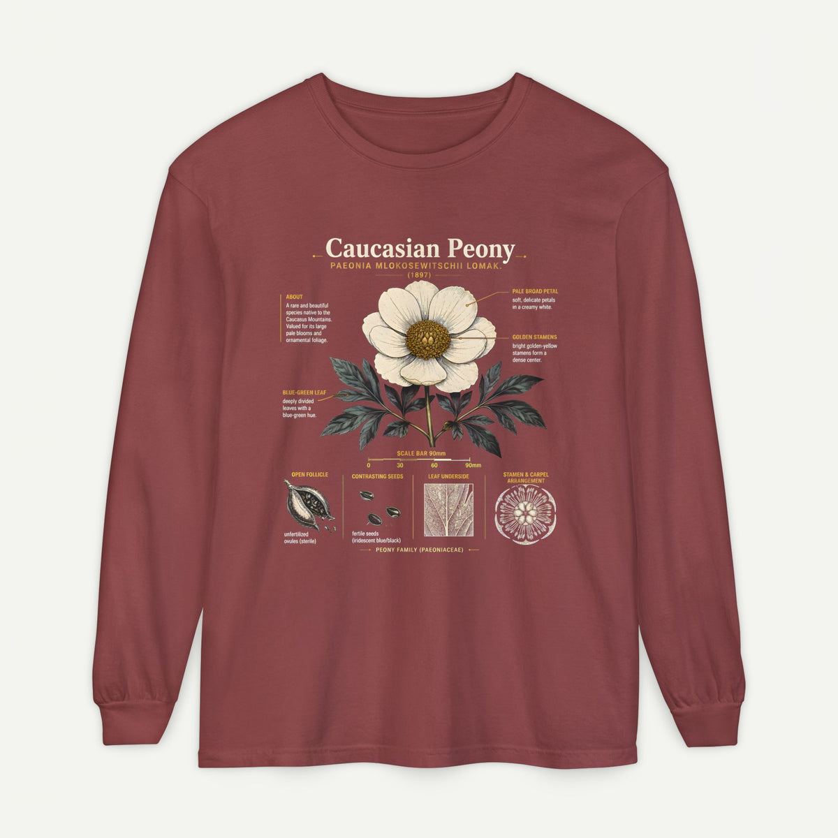 Botanical Diagram Long Sleeve Tee — Wild Rose Illustration