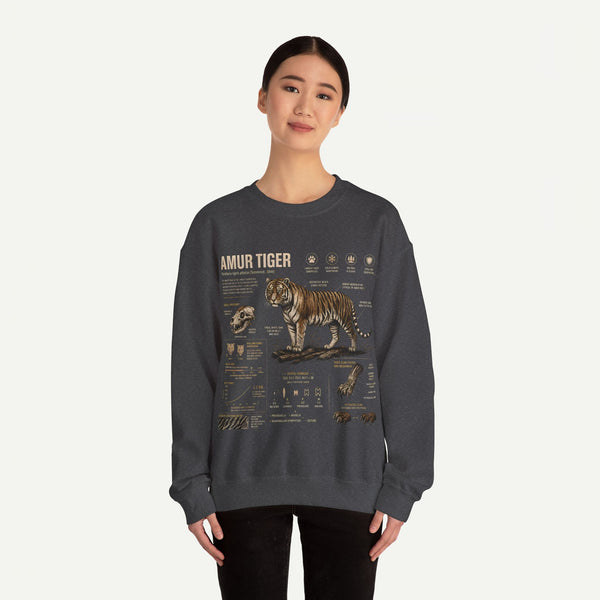 Amur Tiger Anatomy Sweatshirt — Wildlife Illustration Crewneck