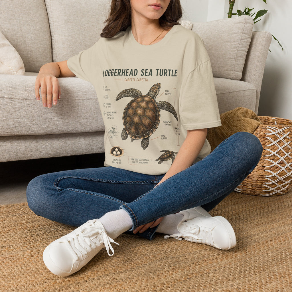 Sea Turtle Anatomy  T-Shirt — "Loggerhead Sea Turtle" Vintage Nature Graphic Tee