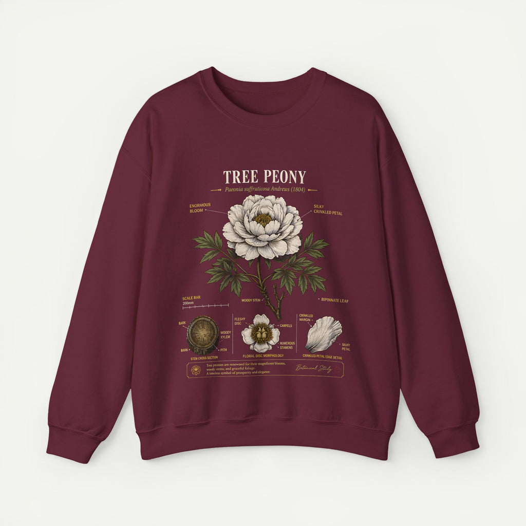 Tree Peony Botanical Sweatshirt — Vintage Flower Anatomy Crewneck