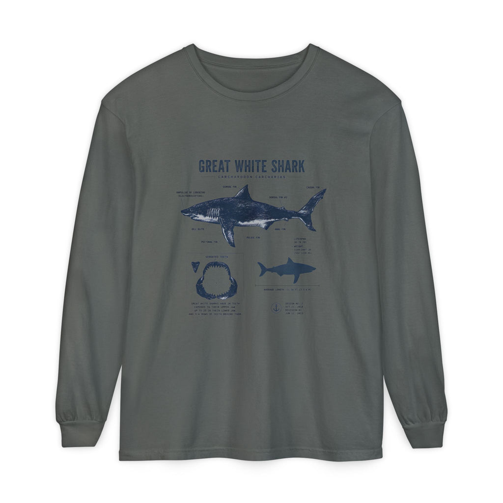 Great White Shark Anatomy Long Sleeve Tee