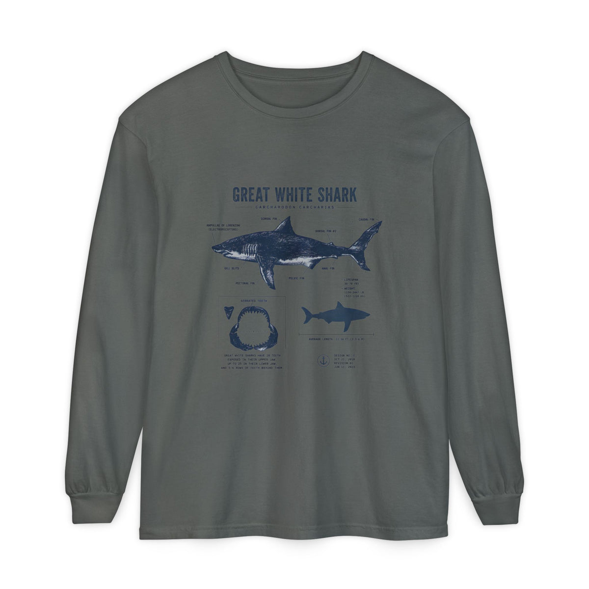 Great White Shark Anatomy Long Sleeve Tee