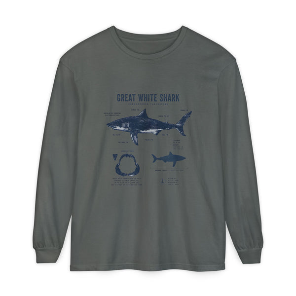 Great White Shark Anatomy Long Sleeve Tee