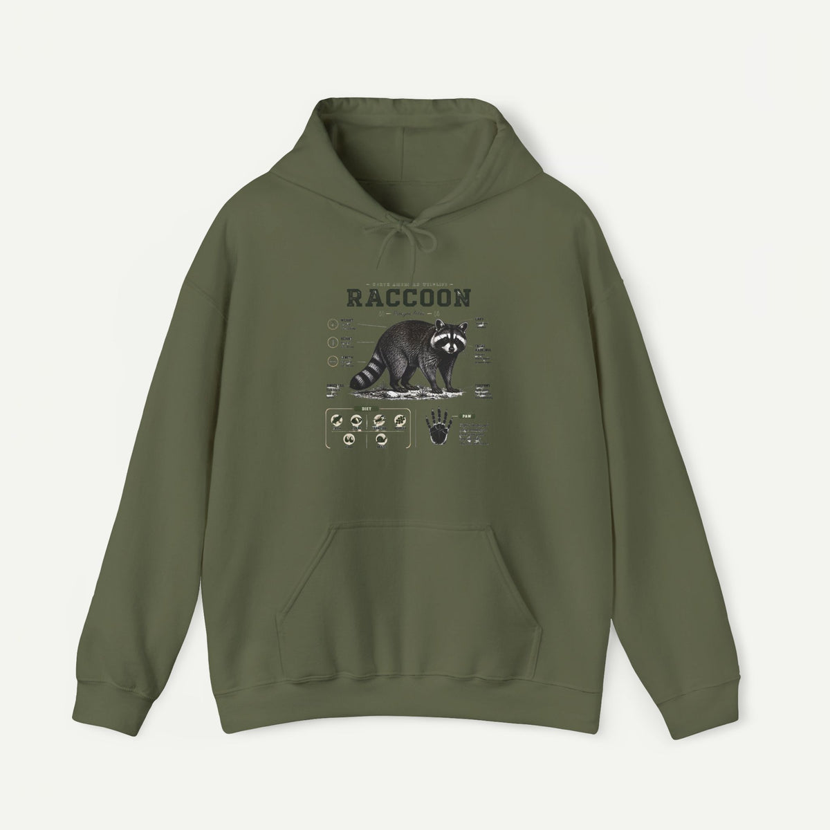 Raccoon Anatomy Hoodie — Vintage Wildlife Illustration Sweatshirt