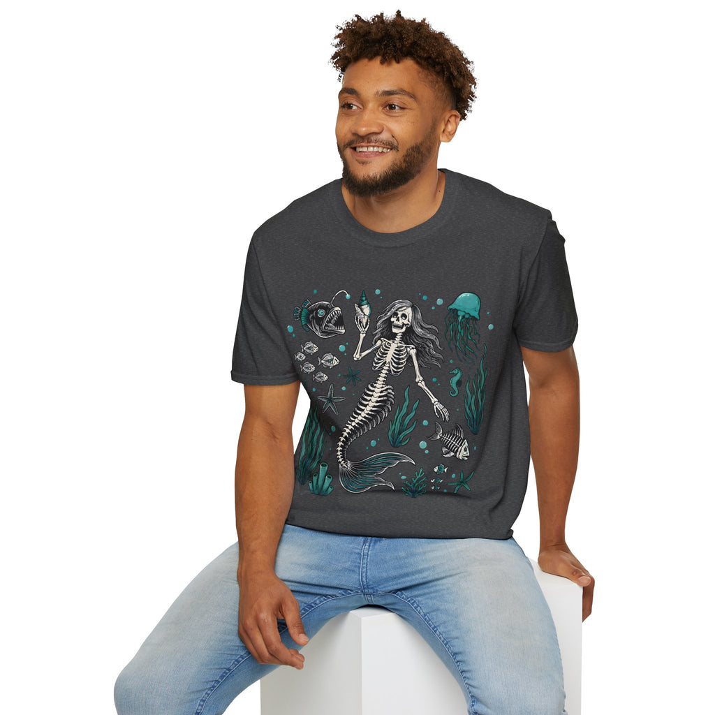 Mermaid Skeleton Tee — Gothic Sea Creature Graphic T-Shirt