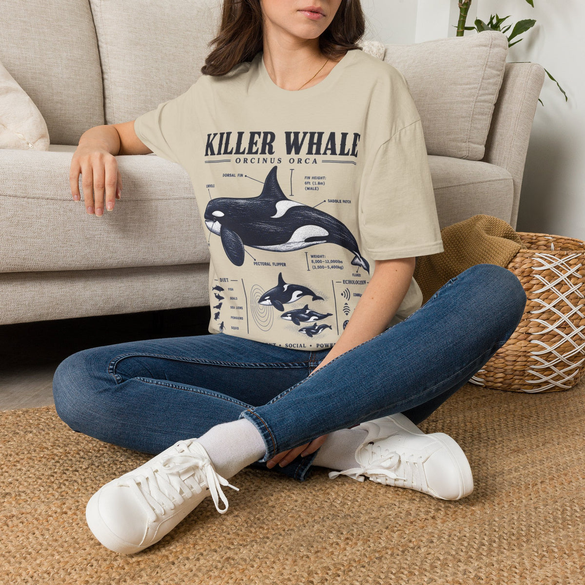 Killer Whale Diagram T-Shirt — Orcinus Orca Marine Life Graphic Tee