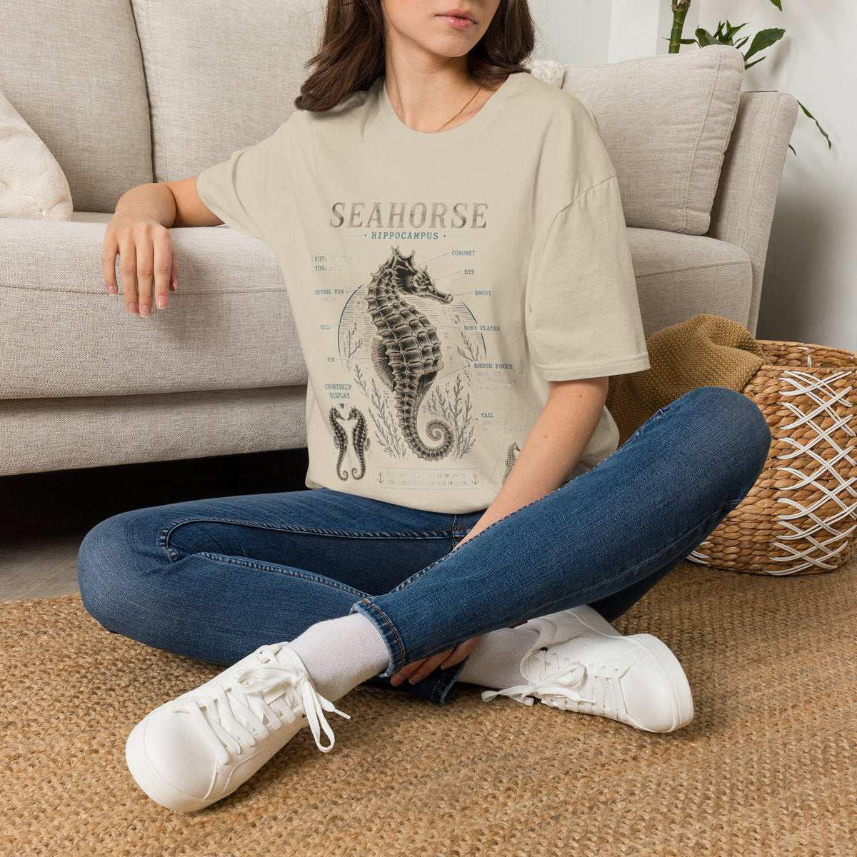 Seahorse Anatomy Tee — Vintage Marine Biology T-Shirt