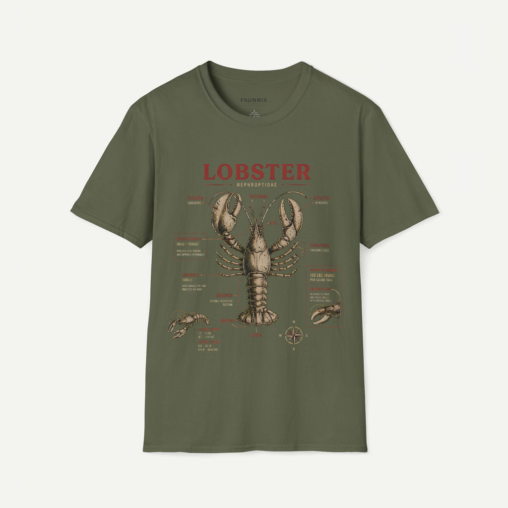 Lobster Anatomy T-Shirt — Vintage Nautical Seafood Diagram Tee