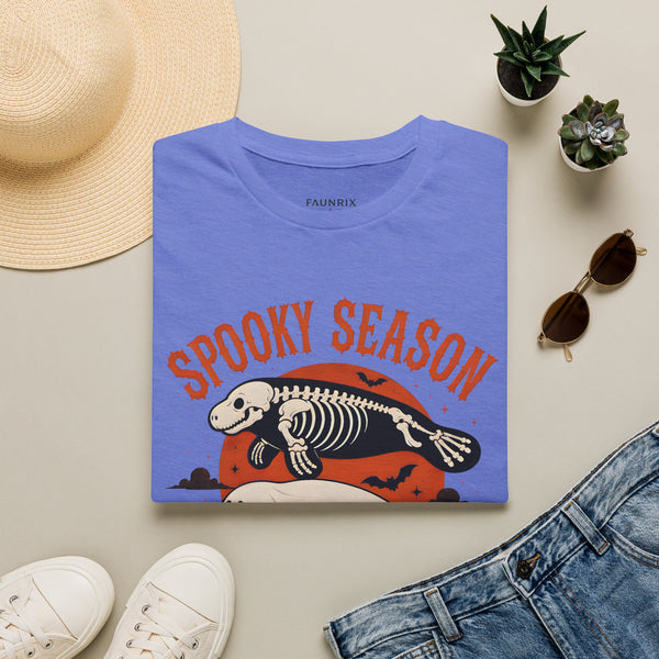 Spooky Season T-Shirt – Retro Skeleton Manatee Halloween Tee