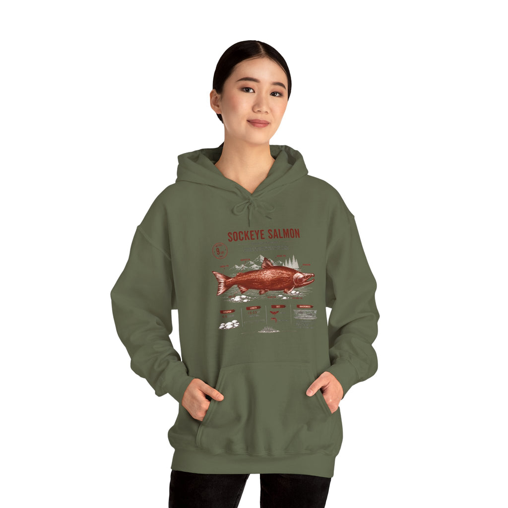 Sockeye Salmon Anatomy Hoodie — Fishing Chart Graphic Sweatshirt