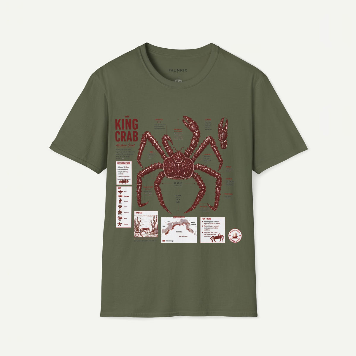 King Crab Anatomy T-Shirt — Vintage Seafood Diagram Tee