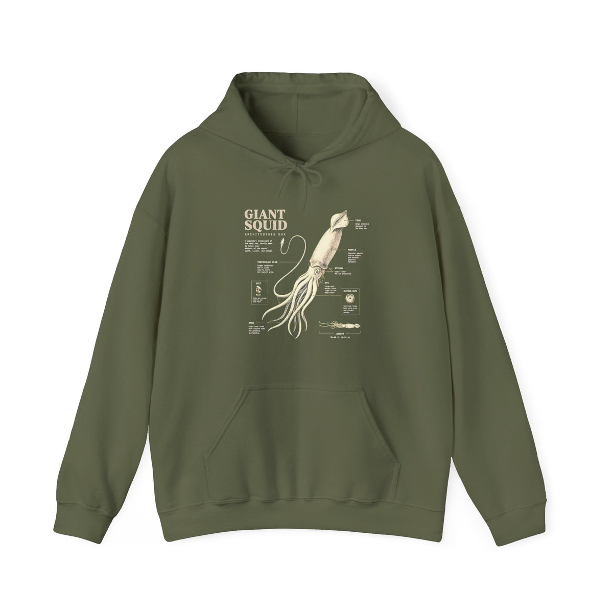 Giant Squid Hoodie – Minimal Nautical Illustration Sweatshirt