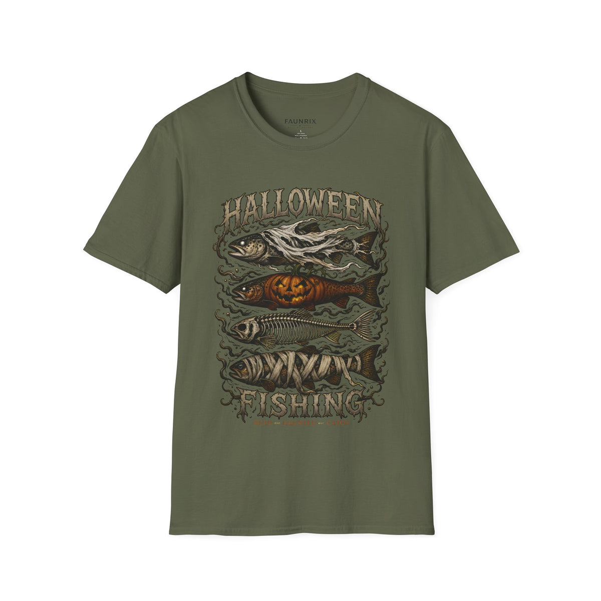 Halloween Fishing T-Shirt — Spooky Pumpkin Fish Graphic Tee
