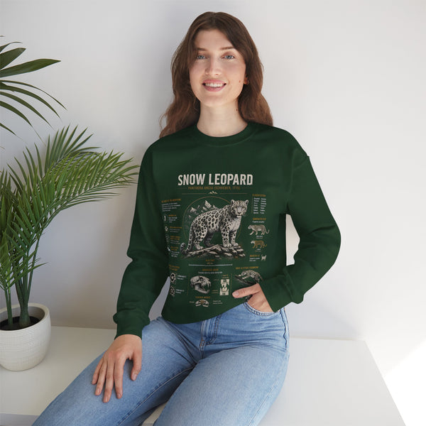 Snow Leopard Anatomy Sweatshirt — Vintage Wildlife Diagram Crewneck