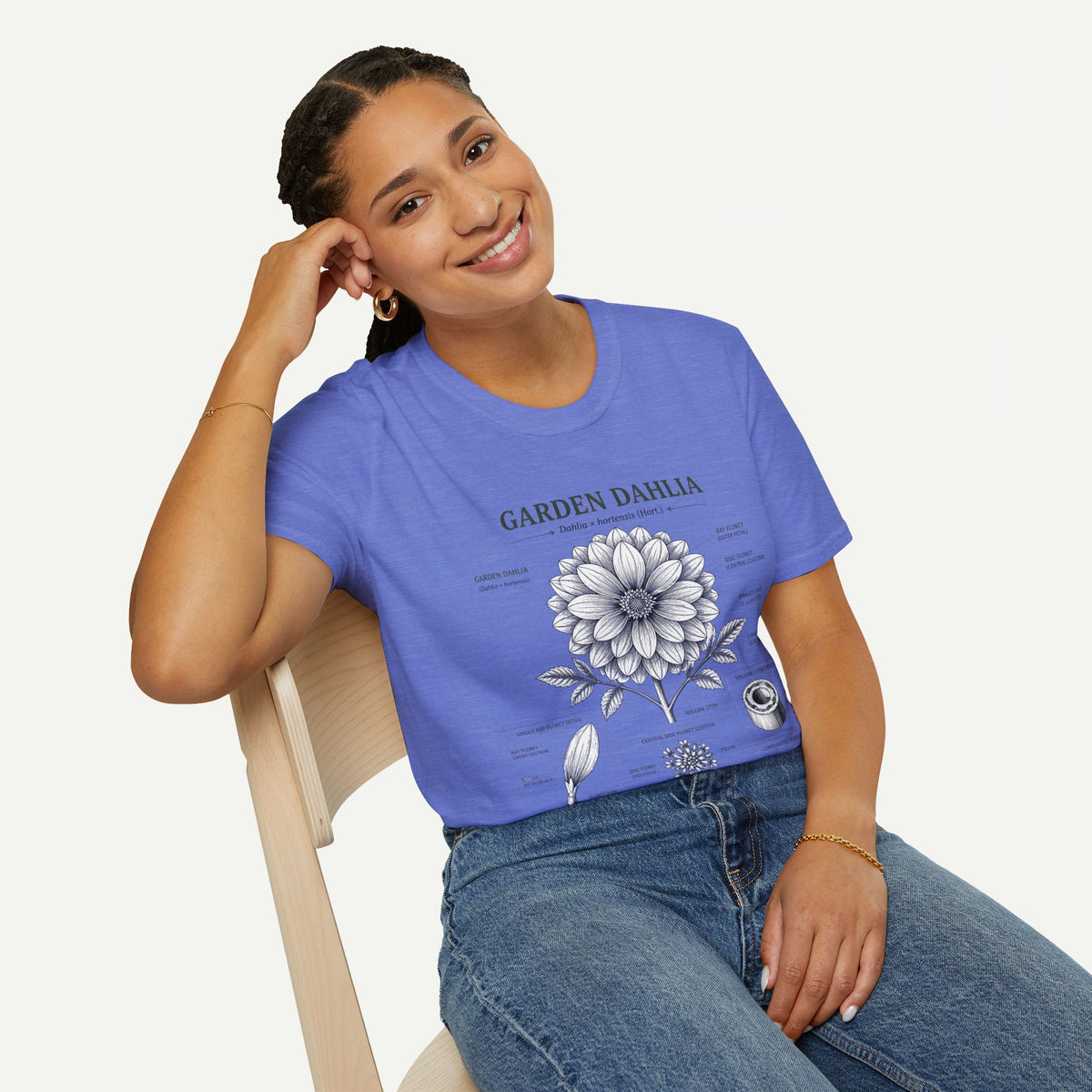 Dahlia Botanical Tee — 'Garden Dahlia' Floral Anatomy T-Shirt