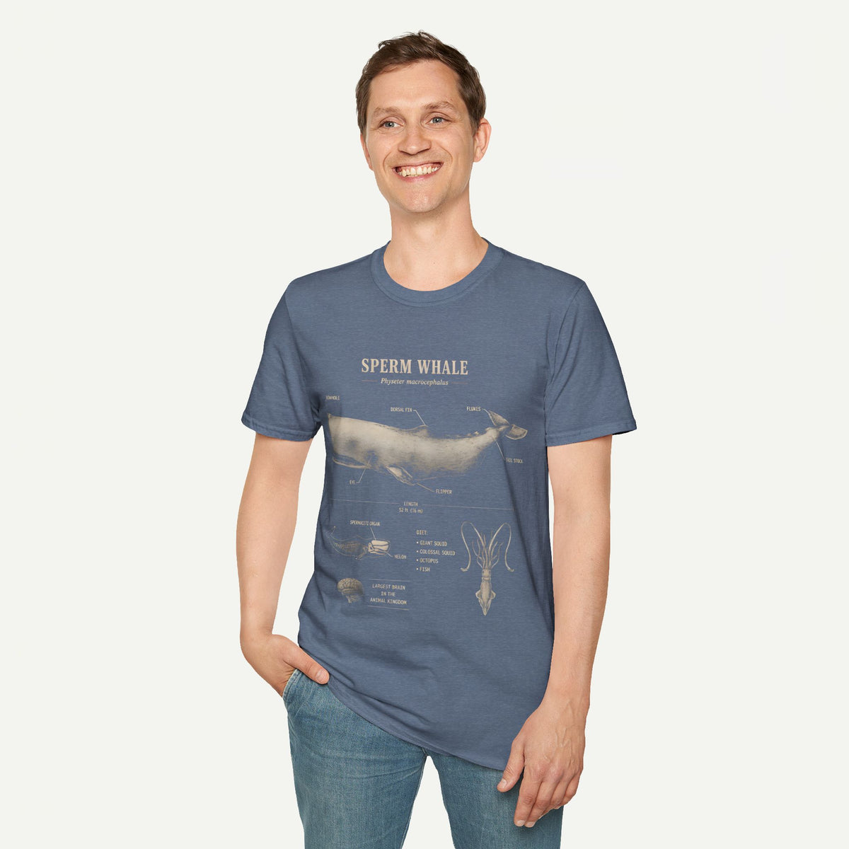 Sperm Whale Anatomy T-Shirt — Vintage Marine Biology Diagram Tee
