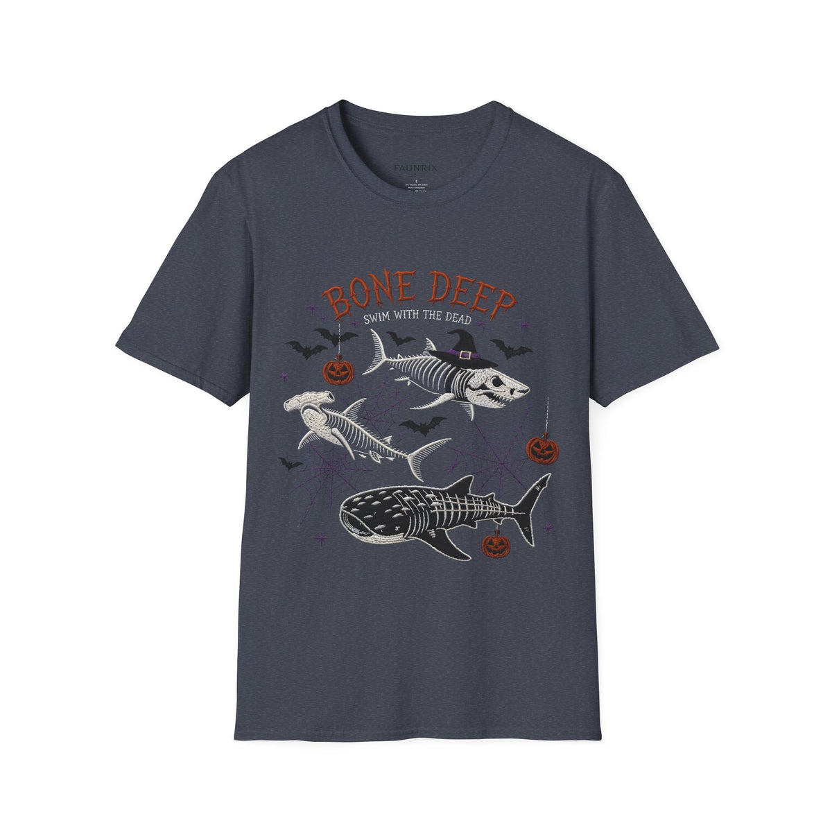 T-Shirt — "Bone Deep" Halloween Fish Skeleton Graphic Tee