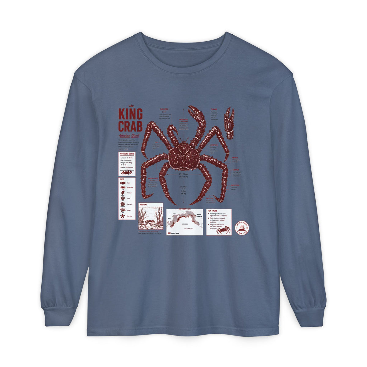 King Crab Anatomy Long Sleeve T-Shirt