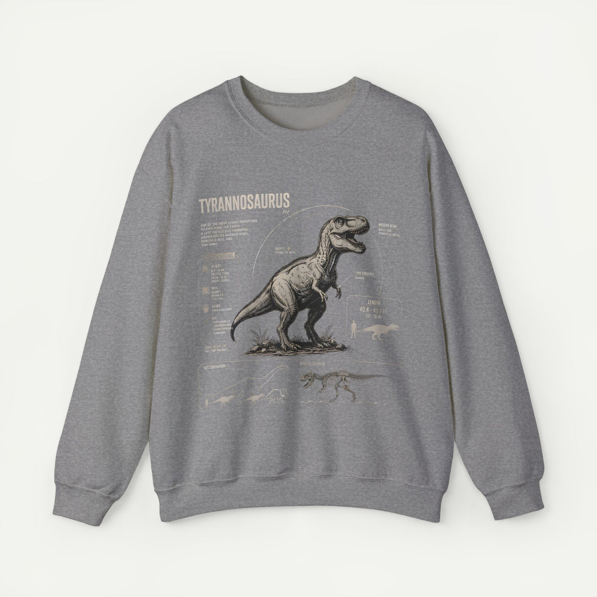Tyrannosaurus Anatomy Sweatshirt — Vintage Dino Diagram Pullover