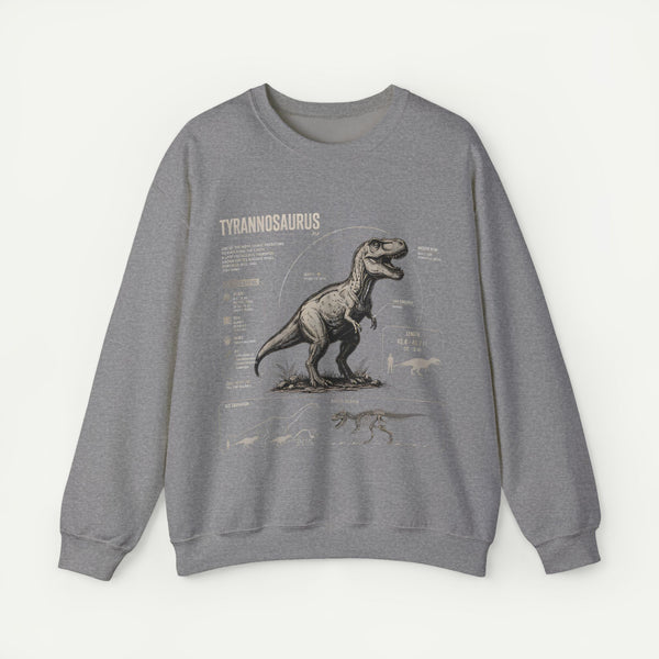 Tyrannosaurus Anatomy Sweatshirt — Vintage Dino Diagram Pullover