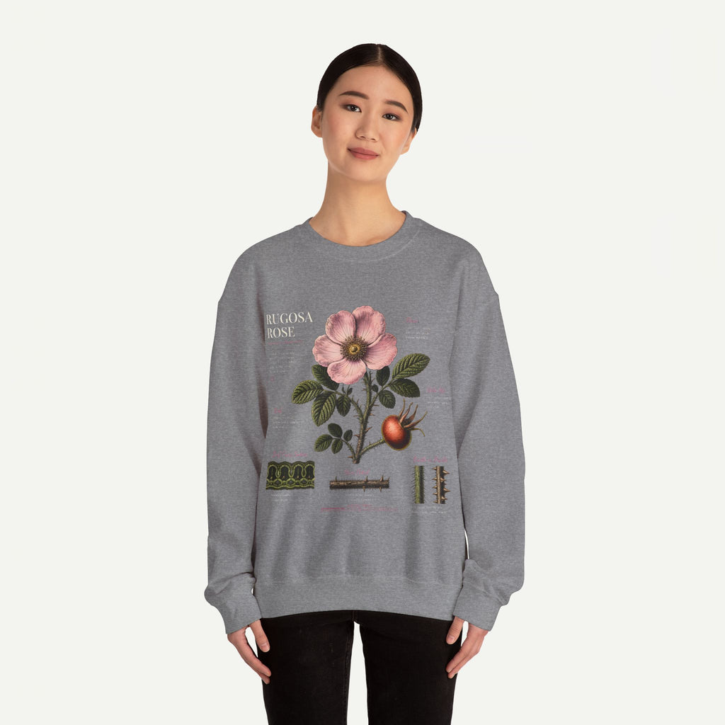 Botanical Rose Crewneck Sweatshirt – Vintage Floral Illustration